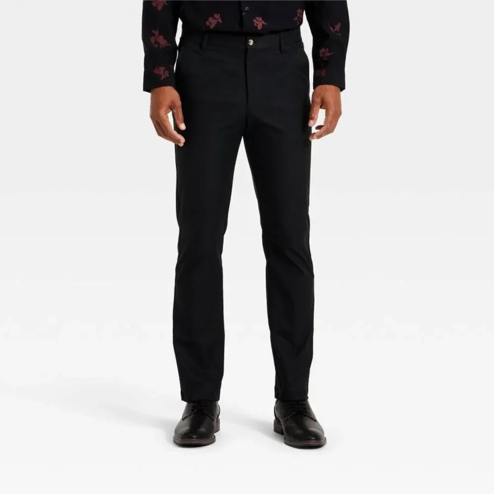 Men's Slim Straight Fit Trousers - Goodfellow & Co Black 34x30